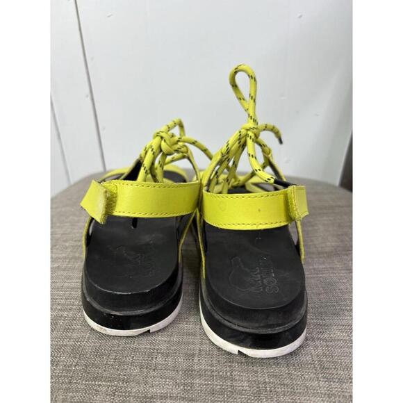 Sorel Sandals Womens Size 7.5 Neon Yellow Roaming Lace Gladiator Kidcore - Picture 3 of 9